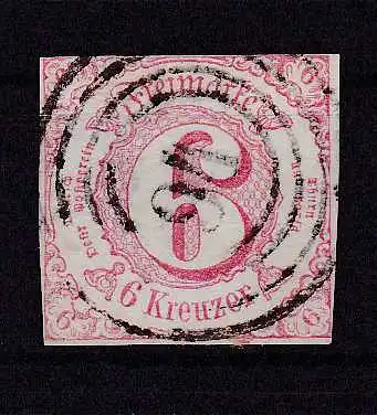 Ziffer 6 Kr. mit Nummernstempel 94 (= Berstadt)