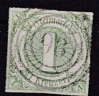 Ziffer 1 Kr. mit Nummernstempel 98 (= Bodenheim)