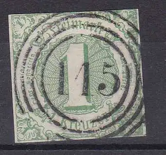 Ziffer 1 Kr. mit Nummernstempel 115 (= Giessen)