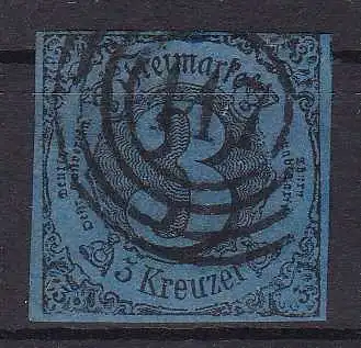 Ziffer 3 Kr. mit Nummernstempel 117 (= Griesheim)
