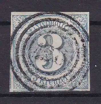 Ziffer 3 Kr. mit Nummernstempel 128 (= Lampertheim)