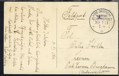 MSP 141 3.6.16 SMS Schwaben auf AK (Wilhelmshaven Am Bismarckplatz)