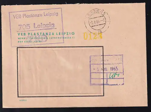 R3 VEB Plastanza Leipzig 705 Leipzig ZKD auf Fensterbrief