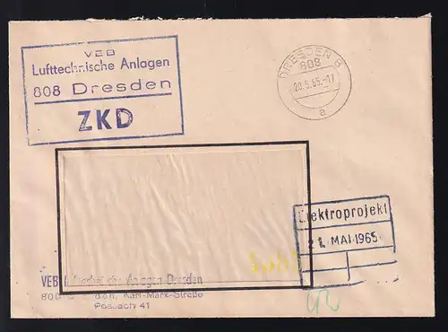 R4 VEB Lufttechnische Anlagen 808 Dresden ZKD auf Fensterbrief