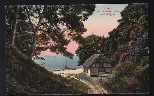 Strand mit Fischerhaus auf Rügen, Karte beschrieben