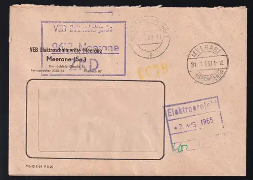 R3 VEB Elektroschaltgeräte 9612 Meerane ZKD auf Fensterbrief