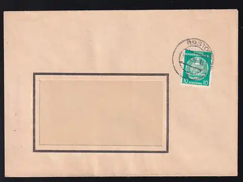 Staatswappen 10 Pfg. auf Fensterbrief des VEB Kfz-Instandsetzung Rostock