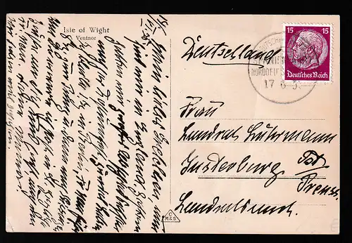 DSP SPANIENFAHRT NDL 17.6.35 auf AK (Isle of Wight), Kte senkr. Bug