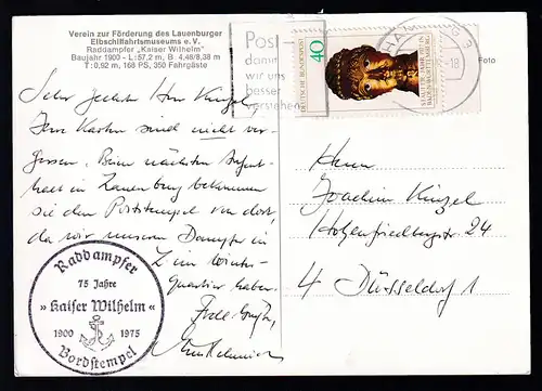 OSt. Hamburg  + Bordstempel Raddampfer Kaiser Wilhelm auf AK 