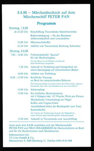 DEUTSCHE SCHIFFSPOST MS PETER PAN TT-Line TRAVEMÜNDE-TRELLEBORG 8.8.88