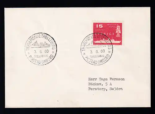 TRAVEMÜNDE-TRELLEBORG TRELLEBORG POSTAD OMBORD 3.6.60 +  auf Brief