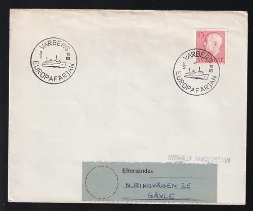 VARBERG EUROPAFÄRJAN 8.5.1960 auf Brief
