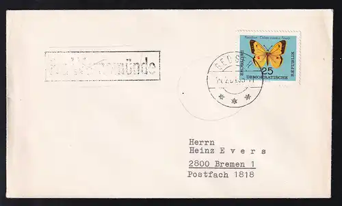 OSt. Gedser 14.2.64 + R1 Fra Warnemünde auf Brief