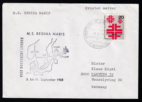 DEUTSCHE SCHIFFSPOST LÜBECK LINIE AKTIENGESELLSCHAFT MS REGINA MARIS  7.9.68 + 