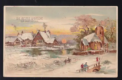 "Die besten Wünsche zum Jahreswechsel" Prägekarte