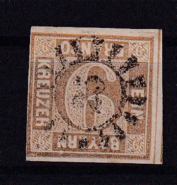 Wertziffer 6 Kr. mit Mühlradstempel 23 (= Bayreuth)
