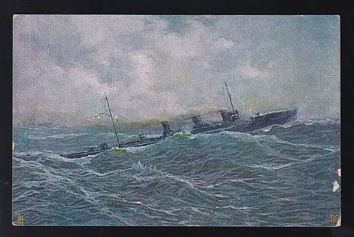 S.M. Zerstörer a.K. fahrend, nach Gemälde von Karl Matthiessen