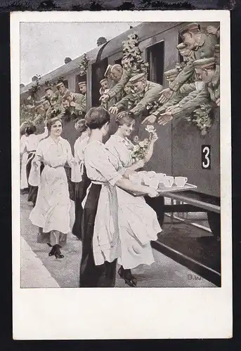 "Erfrischungsstation" Kriegspostkarte Nr. 2 von B. Wennerberg