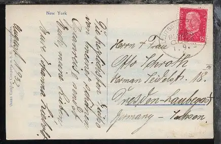 DSP BREMEN-C... 1.9.32 a auf AK (New York)