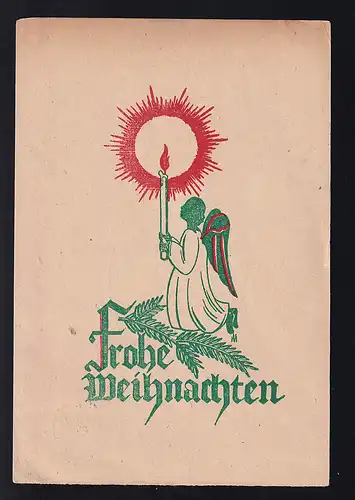 Ziffer 10 Pfg. und Arbeiter 6 Pfg. auf Weihnachtskarte ab Hannover 22.12.47 