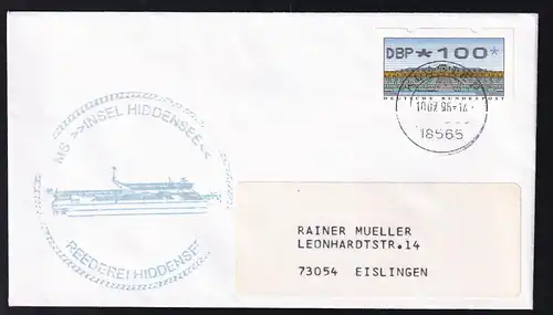 Ost. Kloster 10.07.96 + Cachet MS Insel Hiddensee auf Brief