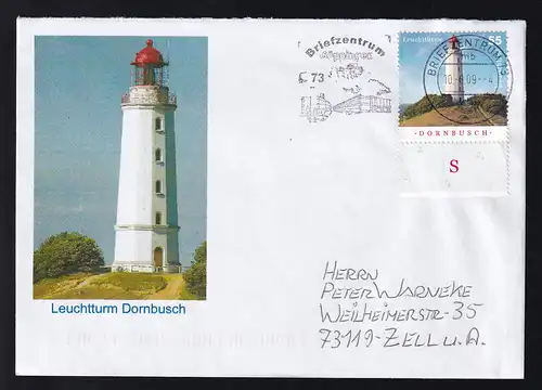 Leuchtturm Dornbusch auf Brief mit Bild Leuchtturm Dornbusch