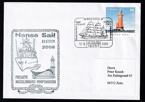 ROSTOCK 18057 Deutsche Post Erlebnis Briefmarken Hanse Sail 10.-13.8.2006 