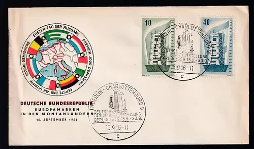 Europa 1956 auf FDC mit Berliner Sonderstempel ohne Anschrift, 