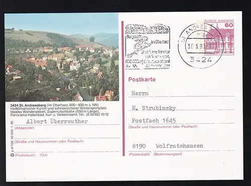 Burgen und Schlösser 60 Pfg. (Bild St. Andreasberg) ab St. Andreasberg 30.3.93 