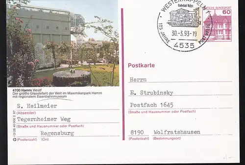 WESTERKAPPELN 1 4535 125 JAHRE POST VELPE Bahnhof Velpe 30.3.93 auf Ganzsache