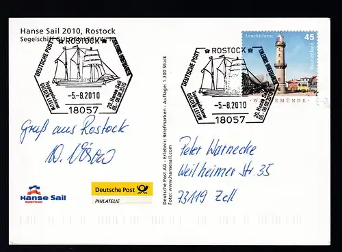 ROSTOCK 18057 DEUTSCHE POST ERLEBNIS BRIEFMARKEN Toppsegelschoner GULDENLEEUW