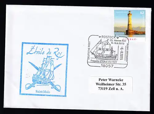 ROSTOCK 18057 DEUTSCHE POST ERLEBNIS BRIEFMARKEN 25. Hanse Sail 6.-9.8.2015 