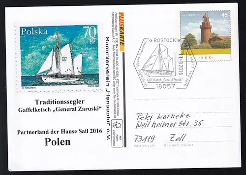 ROSTOCK 18057 Deutsche Post Erlebnis Briefmarken Hanse Sail 11.-14.8.2016 