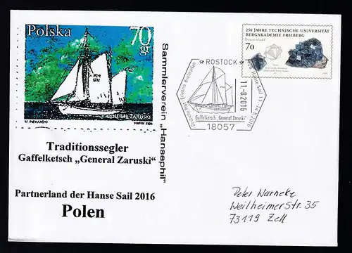 ROSTOCK 18057 Deutsche Post Erlebnis Briefmarken Hanse Sail 11.-14.8.2016 