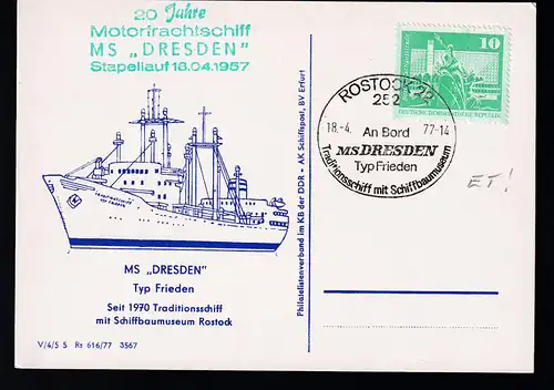 ROSTOCK 22 252An Bord MS DRESD§DEN Typ Frieden nTraditionsschiff mit 