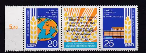 Welt-Getreide- und Brotkongress Dresden 1970, Zusammendruck Randstück **
