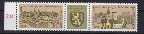 Briefmarkenausstellung junger Philatelisten der DDR, Zusammendruck Randstück **