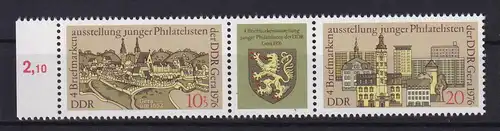 Briefmarkenausstellung junger Philatelisten der DDR, Zusammendruck Randstück **
