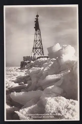 Ostseebad Warnemünde Packeis am Molenkopf Winter 1929