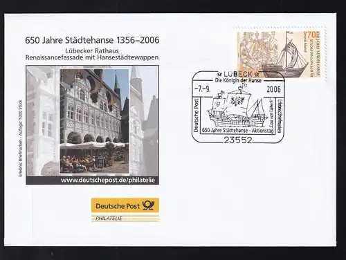 LOBECK 23552 Deutsche Post Erlebnis Briefmarken Doe Königin der Hanse 650 Jahre