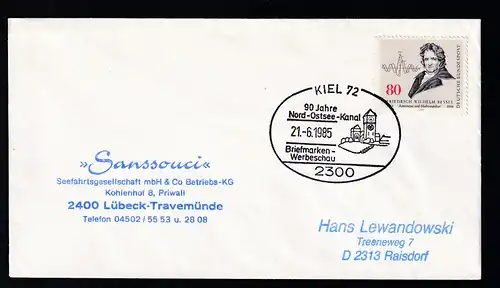 KIEL 72 2300 90 Jahre Nord-Ostsee-Kanal Briefmarken-Werbeschau 21.6.1985 
