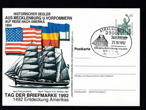 Tag der Briefmarke 1992 mit Sonderstempel ohne Anschrift