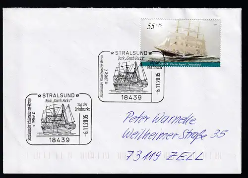 STRALSUND 18439 Bark "Gorch Fock I" Tag der Briefmarke Stralsunder Philatelisten