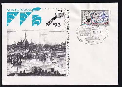ROSTOCK 1 18055 HANSE PHIL #93 775 JAHRE HANSE-STADT1218-1993 15.8.1993 