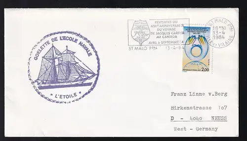 OSt. St. Malo 13.4.1984 + Cachet "L'ETOILE" auf Brief