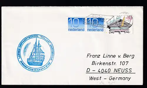 Ost. Amsterdam 16.11.91 + Cachet SS Pollux auf Brief