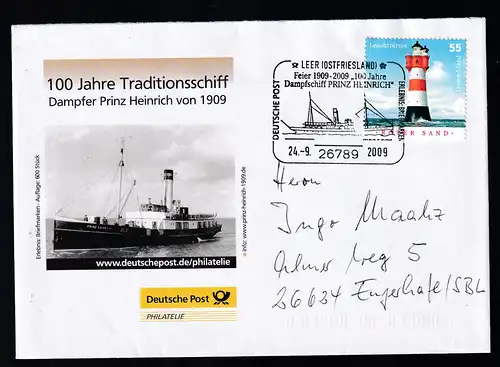 LEER(OSTFRIESLAND) 26789 DEUTSCHE POST ERLEBNIS BRIEFMARKEN Feier 1909-2009 