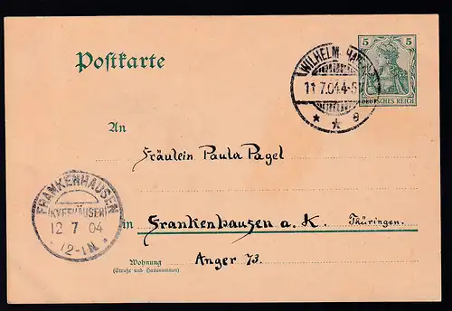 Wilhelmahaven Blick auf den Jadebusen, Handzeichnung rs auf Ganzsache, 1904