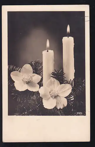 Hitler 6 Pfg. mit Aufdruck "OSTLAND" auf Weihnachtskarte mit  teilaptiertem 