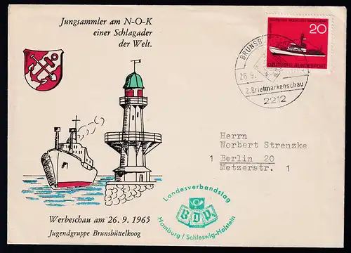 BRUNSBÜTTEL 2212 2. Briefmarkenschau 26.9.1965 auf sonderumschlag